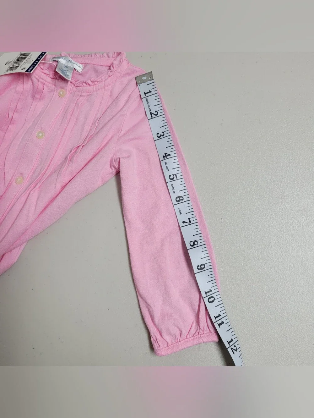 Ralph Lauren NWT Girls' Pink Long-Sleeve Button Front Top - 12M.